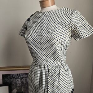 True Vintage Ele Checkered Dress with Black Accents